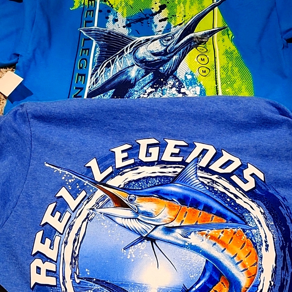 2 new men's REEL LEGENDS NEW MINT TEES